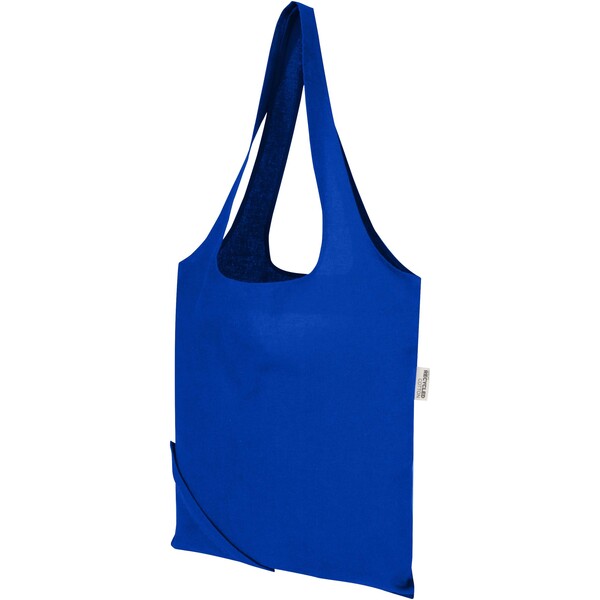 Madras Blend 140 g/m² GRS recycled foldable cotton tote bag 7L - Royal Blue