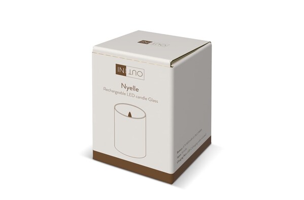 Bougie rechargeable à l'huile de cire et LED Nyelle dans un verre - Marron