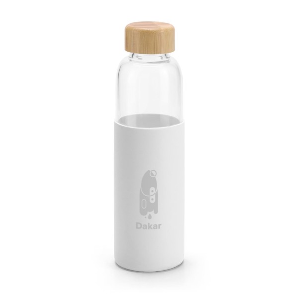 DAKAR. Bamboo and borosilicate glass bottle 600 mL - White