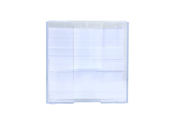 Bloc de papier 10x10x10cm dans une boîte cubique avec compartiments - Transparent