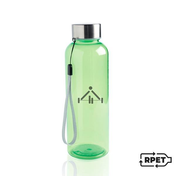 Garrafa 500Ml Em Rpet, Com Tampa Em Aço E Atilho - Transparente