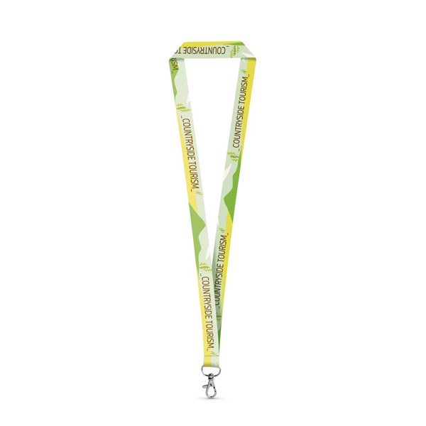 WINDSOR. Tour de cou pour sublimation en polyester recyclé (100% rPET) avec mousqueton