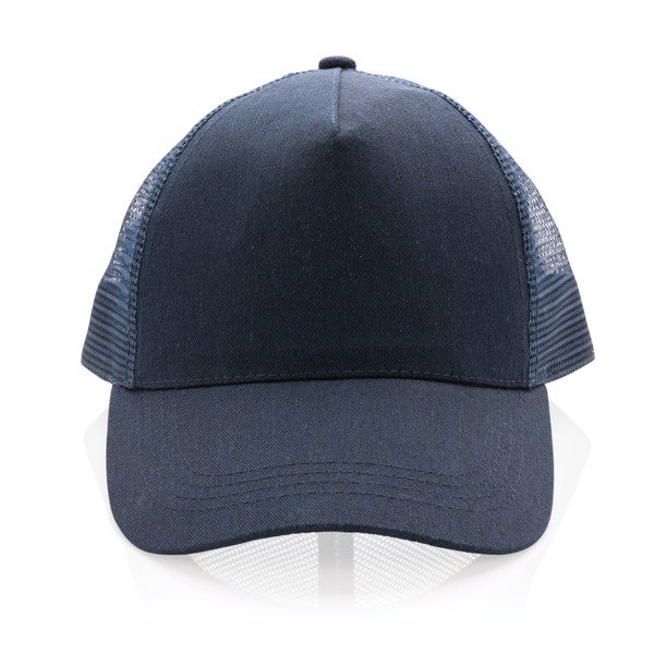 Casquette filet 5 panneaux coton recyclé Impact AWARE™ - Bleu Marine