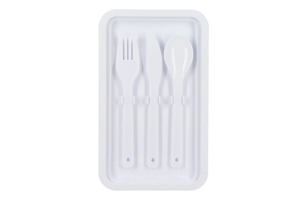 Boîte à lunch double étage avec couverts - Blanc