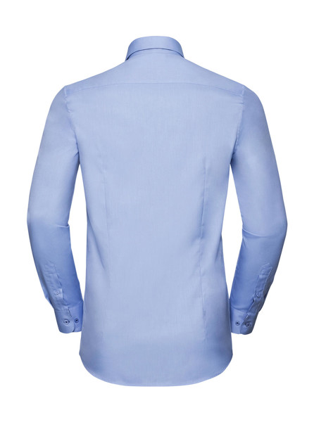 Tailored Contrast Herringbone ShirtLS - White / Silver / Convoy Grey / L