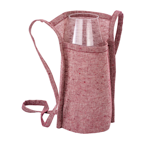 Tasting Glass Holder In Recycled Cotton 150G/M2, With 90 Cm String. - Bordeaux