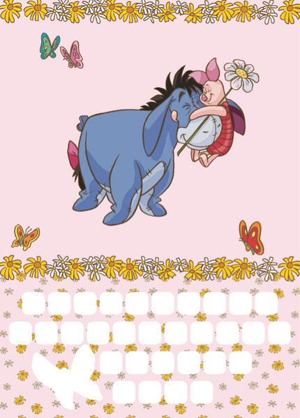 W. Disney Medvedík Pú - Kalendár So Samolepkami Na Stenu, 33 x 46 cm