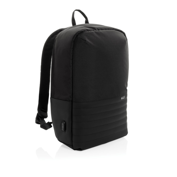 RFID nedobytný batoh na notebook Swiss Peak z RPET AWARE™ - Černá