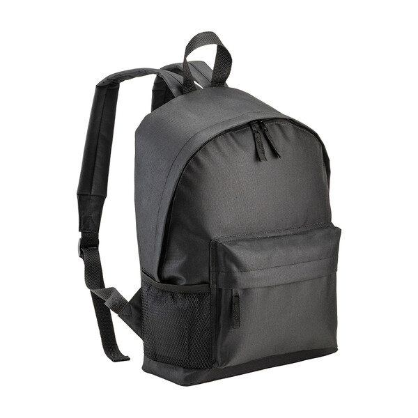 Recycled Polyester R-Pet Backpack With Exterior Zippered Pocket - Black