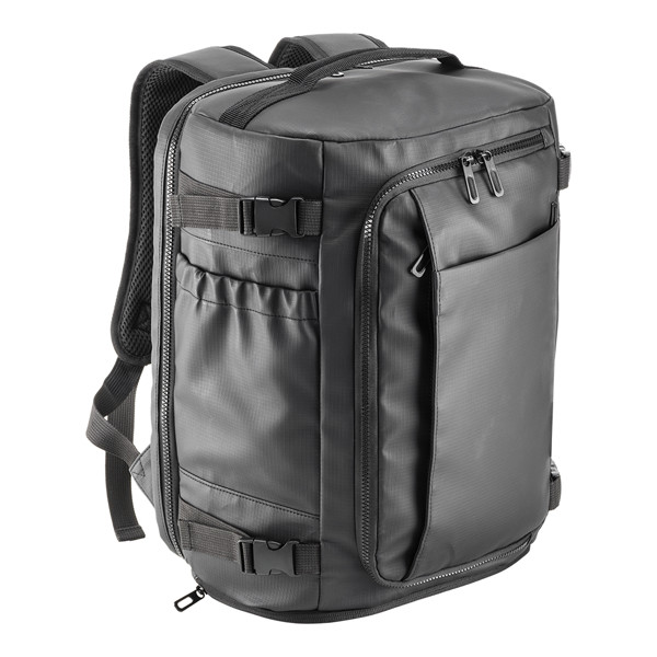 Cabin Size Travel Backpack With Laptop Holder (15) In 600D Polyester With Pu Coating - Black