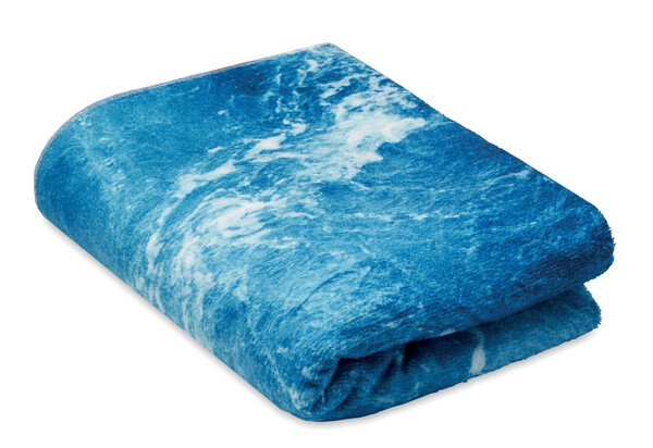 Full colour beach towel in 350gsm cotton and recycled polyester (rPET) - 100x180cm / Individual polybag