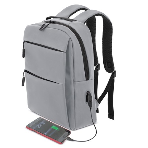 SAC A DOS PORTE ORDINATEUR SOFT-TOUCH “DAVIS PU” - Gris
