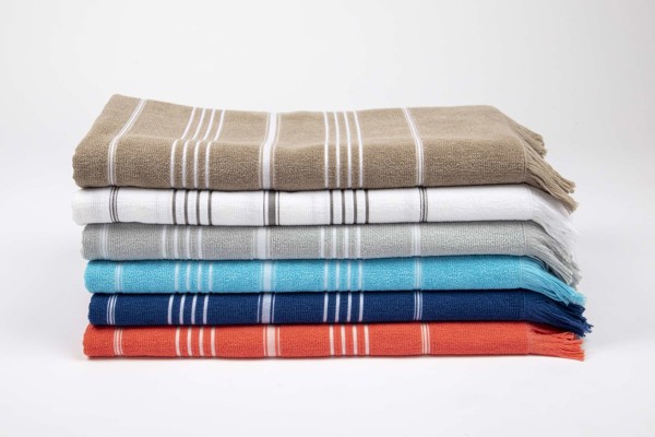 Olima Striped Beach&Spa Peshtemal Towel - White / Light Navy