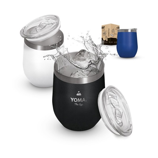 MUG ISOTHERME DOUBLE PAROI INOX AVEC COUVERCLE EN INOX RECYCLE - Blanc