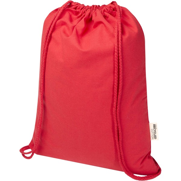 Borsa con cordoncino  in materiale riciclato GRS da 140 g/m² Oregon Blend - 5L - Rosso