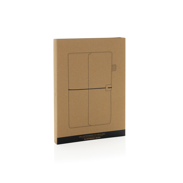 Taccuino 3in1 ricaricabile Daily Notes Binder in PU - Nero