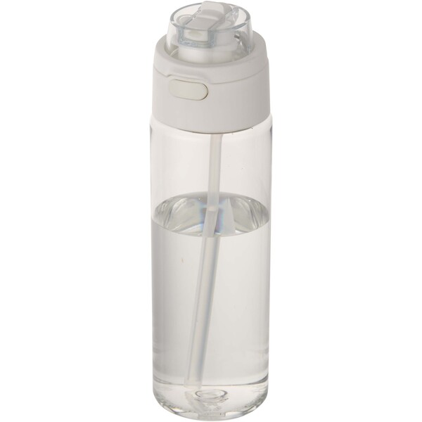 Theron 700 ml RCS recycled plastic water bottle with dual function lid and flip straw - Transparent Clear