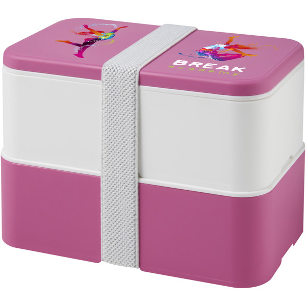 MIYO double layer lunch box - Pink / White / White