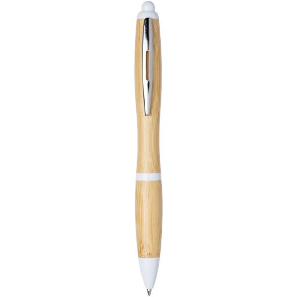 Stylo bille en bambou Nash (encre bleue) - Naturel / Blanc