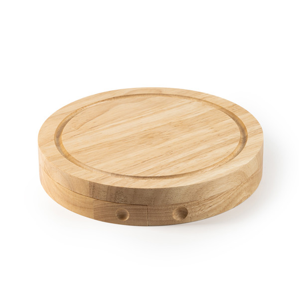 Set de quesos personalizado con utensilios de acero inoxidable y tabla de madera