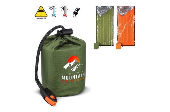 Sac de couchage thermique d'urgence pour la survie en plein air - Orange