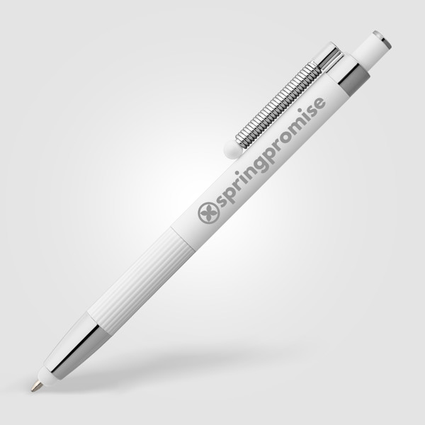 Lisbon Recycled Aluminium Monochrome Fidget Stylus Pen - White / Laser