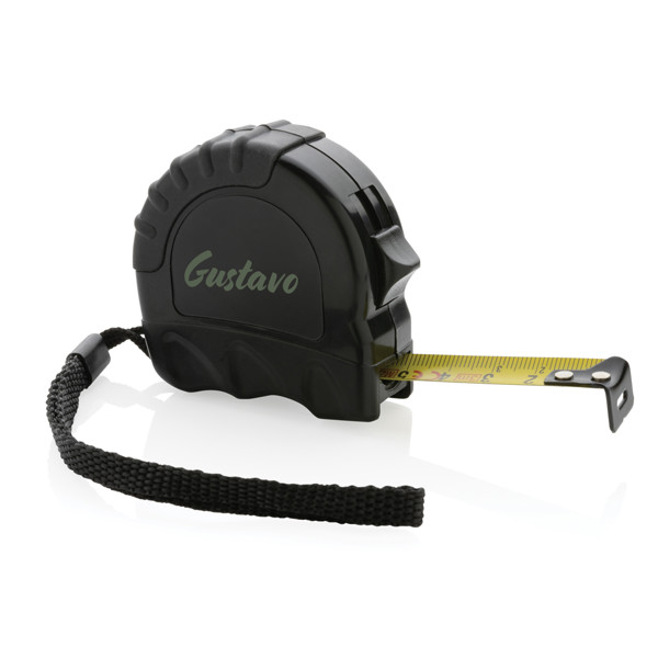 Mètre ruban 3M/16 mm en plastique recyclé RCS - Noir