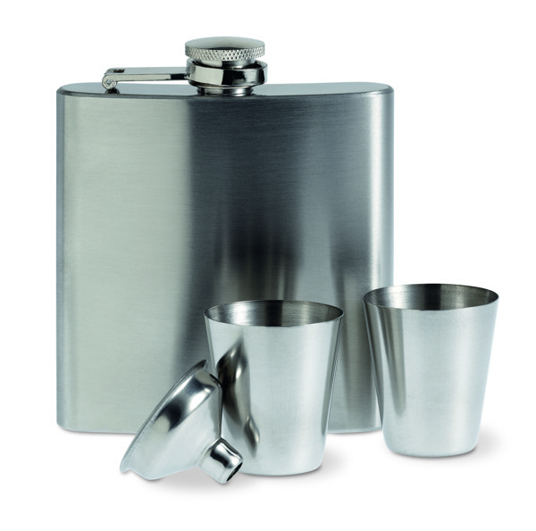 Slim hip flask w 2 cups set Slimmy Flask Set