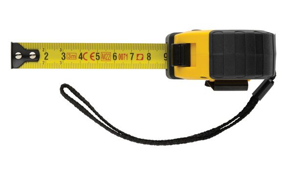 RCS recycled plastic 3M/16 mm tape with stop button - Yellow / Black