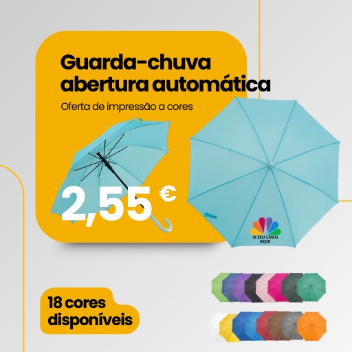 Guarda-chuva em poliéster com abertura automática com impressão incluída a cores