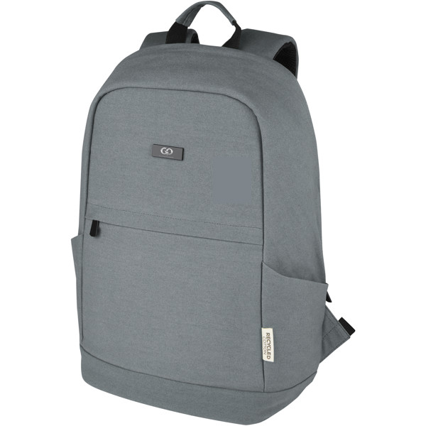 Mochila para portátil antirroubo de lona reciclada de 15,6 pol. GRS de 18L "Joey" - Cinzento