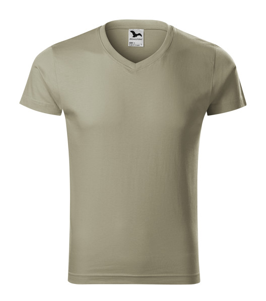 Tričko Pánské Malfini® Slim Fit V-Neck - Světlá Khaki / 2XL