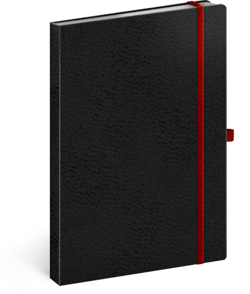Notique Notes Vivella Classic Černý/Červený, Linkovaný, 15 x 21 cm