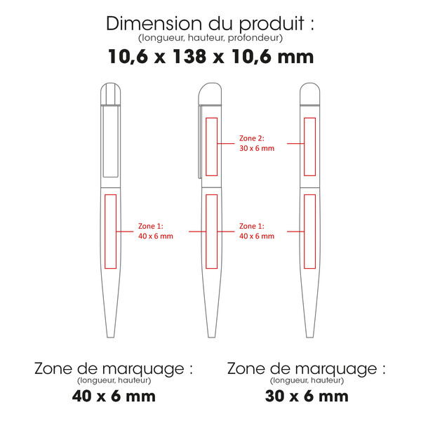 FOLK - BND62 - Stylo à bille en acier inoxydable recyclé - Noir finition rubber