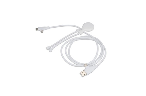Câble de charge multi-ports Xoopar Mr. Bio Long 60 W PD – 1.2 mètre - Blanc