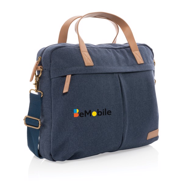 Impact AWARE™ 16 oz. recycled canvas laptop bag - Blue