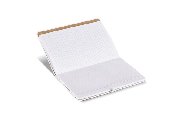 Carnet Olmo à couverture rigide en PU A5 avec notes autocollantes - Blanc