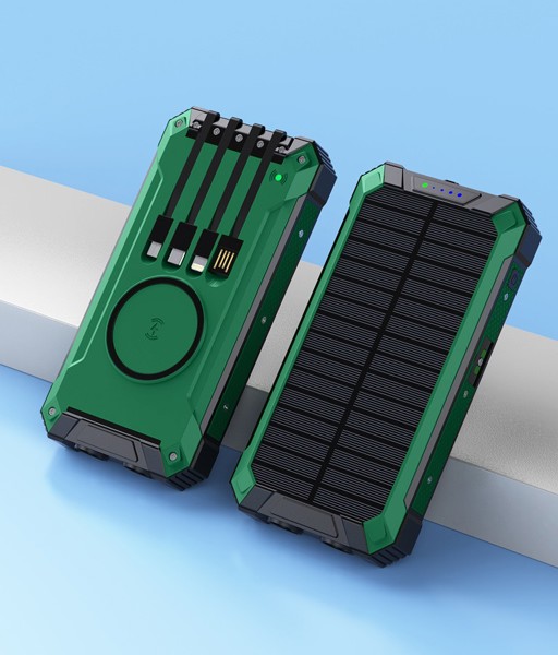 Solar power bank 20000mAh with cable - BLACK