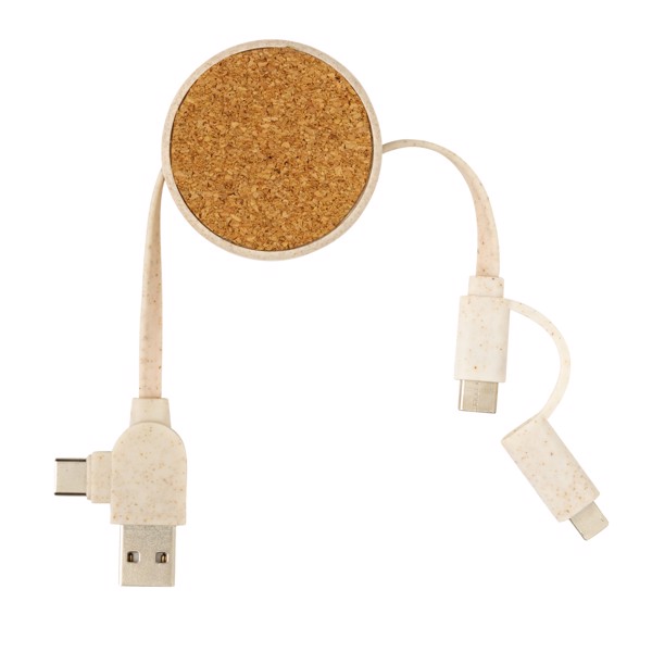 XD - Cork and Wheat 6-in-1 retractable cable