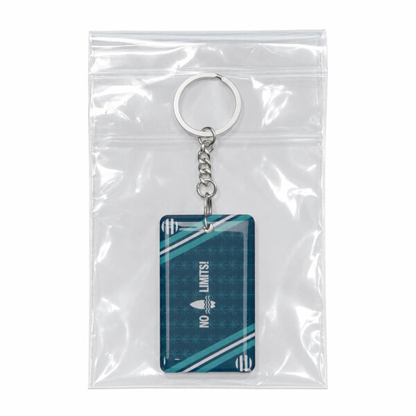 Rectangle Pre-programmed NFC keyring with doming - M3 flat split ring / Individual polybag / Rewritable