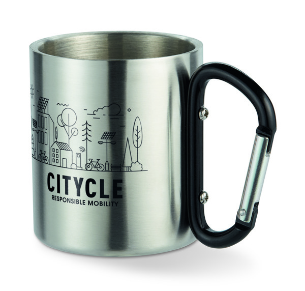 Trumbo metal mug, carabiner handle, 220 ml - Black