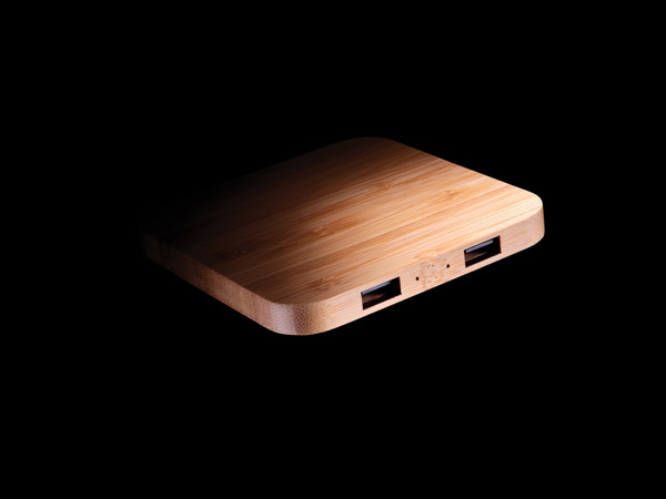 Bambusov brezžični polnilnik Xd Collection 10W, USB priključki