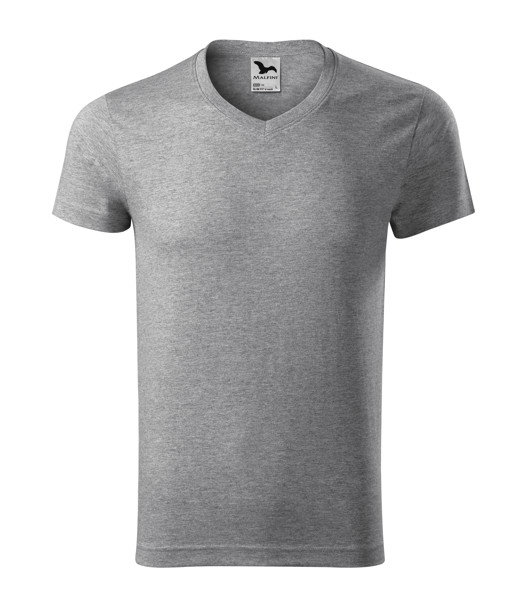 Tričko Pánské Malfini® Slim Fit V-Neck - Tmavě Šedý Melír / 2XL
