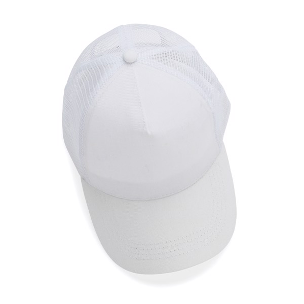 Impact AWARE™ 190gr Brushed rCotton 5 Panel Trucker-Cap - Weiß