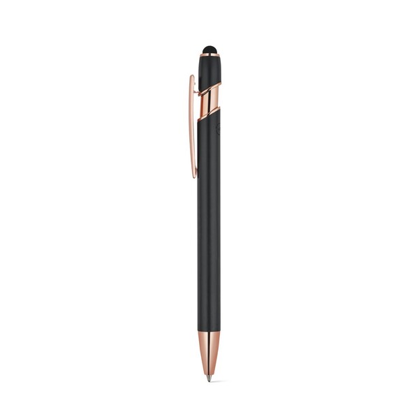 NEIL ROSE. Stylo à bille en aluminium recyclé (100% rAL), avec une finition mate et une encre bleue - Noir