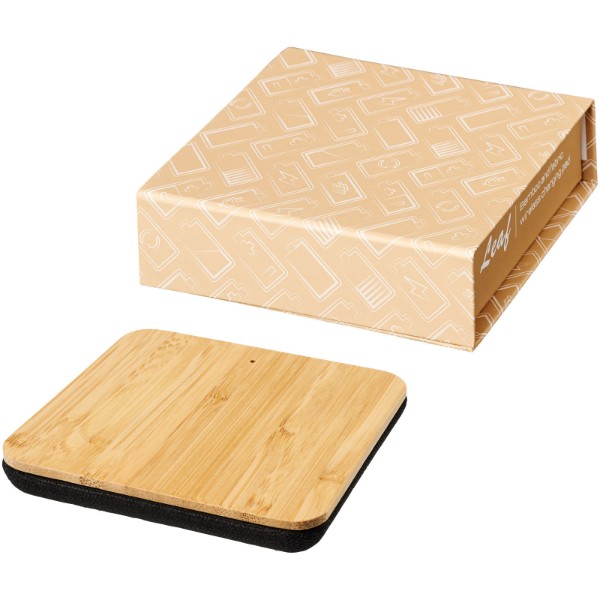 Leaf 5W bamboo and fabric wireless charging pad