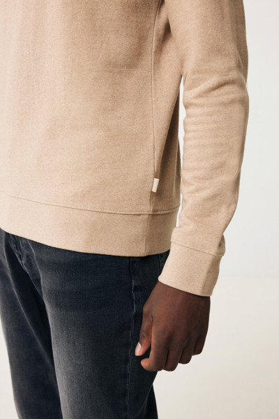 Pull à col rond en coton recyclé non teinté Iqoniq Denali - Heather Brown / XXS