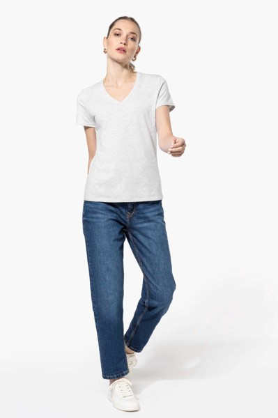 Ladies' Short-Sleeved V-Neck T-Shirt - White / S