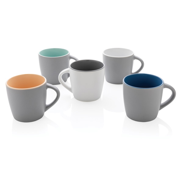 Ceramic mug with coloured inner 300ml - White / Grey