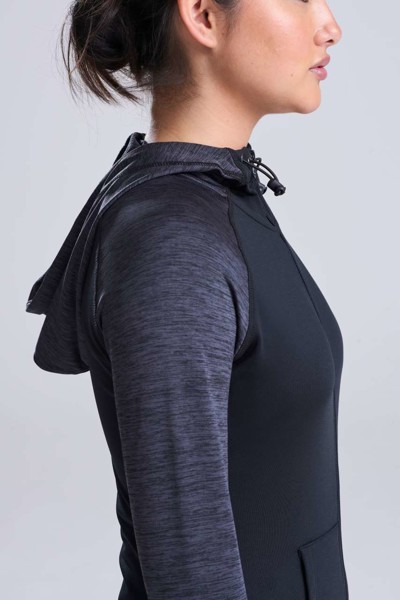 Women's Cool Contrast Zoodie - Black / Black Slate Melange / XS